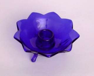From the 1930s is this Fenton Petal Candlesticks in Cobalt Blue Color