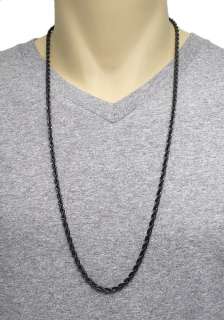 Stainless Steel 30 Black 4mm Rope Chain Necklace  