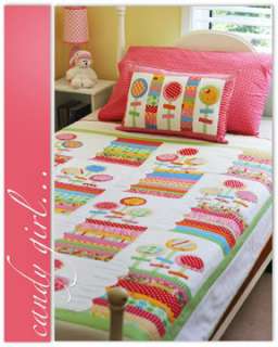 CANDY GIRL QUILT & CUSHION JANELLE WIND FABRIC PATTERN  