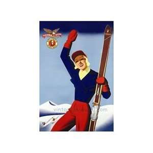  Flexible Flyer Ski Poster Girl Waving