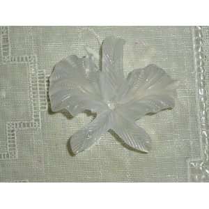  White Orchid Flower Lucite Focal Bead Arts, Crafts 