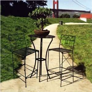   Folding Bar Table and Stools Set Finish Black Patio, Lawn & Garden