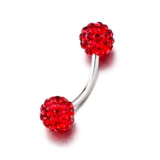 PUGSTER GORGEOUS RED CRYSTAL BALL NAVEL BELLY RING Z41  