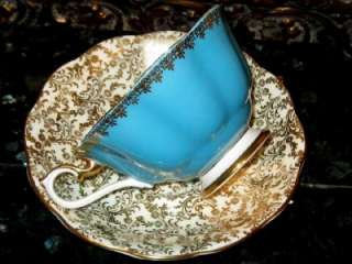   TURQUOISE & GOLD CHINTZ Royal Albert Tea Cup and Saucer  