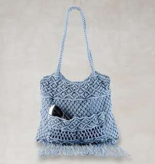 RUGBY RALPH LAUREN beautiful blue macrame tote purse handbag NWT 