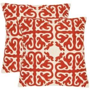  Caspar Decorative Pillows in White and Red (Set of 2 