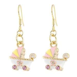   Baby Stroller Earrings with Pink and Silver CZ (3033) Glamorousky