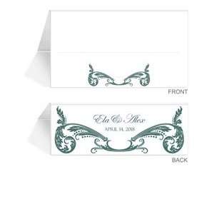  60 Personalized Place Cards   Vizcaya Deep Emerald Office 