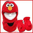 Sesame Street Elmo Face Ski Mask Hat with Mitten Gloves  Kids Fleece