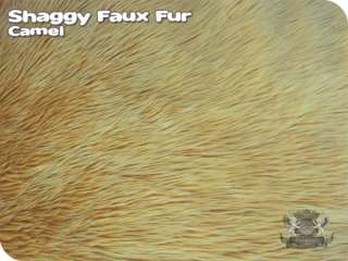 FAUX FUR SHAGGY CAMEL LONG PILE/ HAIR FABRIC BYTHE YARD  