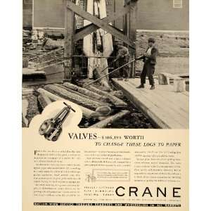  1939 Ad Crane Valves Logs Paper Tree Plumbing Heating 