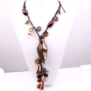Large Brown Coconut Shell Sea Shell Necklace Adjustable  