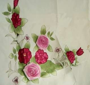 Applique Embroidery Rose Shower Curtain + Valance RED  