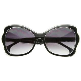   Large Womens Butterfly Silhouette Sunglasses 8465 Black Clear  