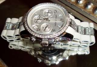 MICHAEL KORS White + Silver *BLING* CHRONOGRAPH Watch Crystal 