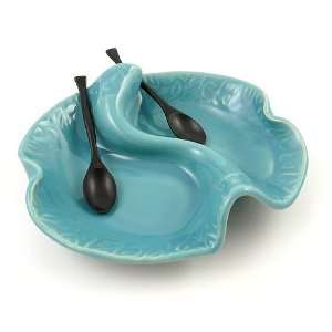   Dish, Handmade Stoneware Pottery, Turquoise, 8 inch