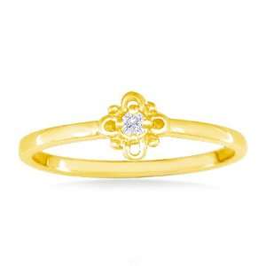    Diamond Solitaire Promise Ring 10K YellowGold Ring Jewelry