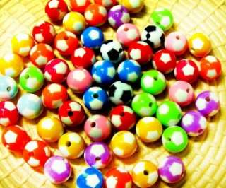 50 Fancy Soccer Balls White Bead Supplie Kit Craft B036  