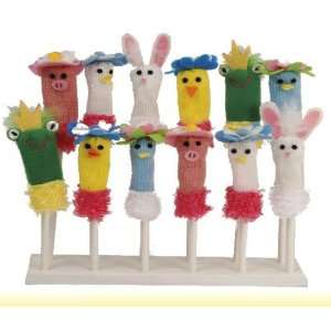   Puppets with Stand  Easter Farm Animal, Knit, Frog Rabbit Pig Toys