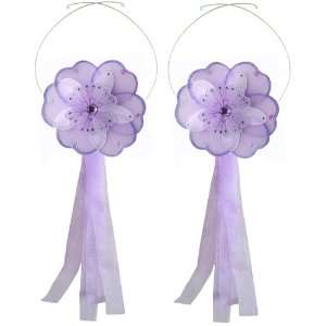  Purple White Triple Layered Daisy Flower Curtain Tieback 
