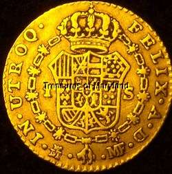 OLD US GOLD COINS 1792 SPANISH COLONIAL ESCUDO DOUBLOON  
