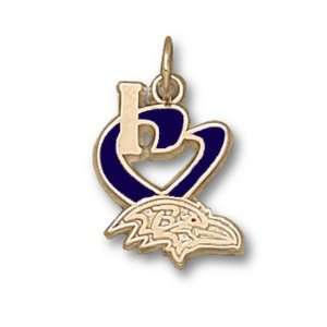 Baltimore Ravens 1/2 I Heart Logo Enamel Charm   Gold 