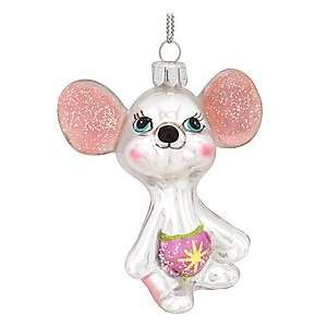  Silver Mouse Glass Ornament