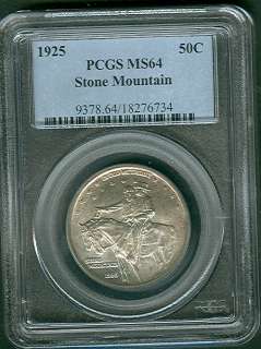 50¢ Stone Mountain 1925 PCGS MS64 Silver Commemorative  