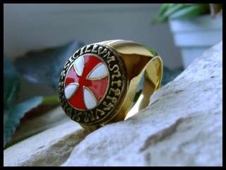 AJS © KNIGHTS TEMPLAR GOLD RING SURGICAL STEEL   D65G  