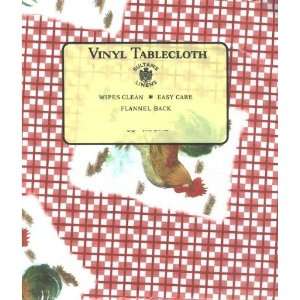  Vinyl Tablecloth with Flannel Back 60 Round Rooster and 