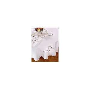   Embroidered Cutwork Tablecloth Set   64 in. Round