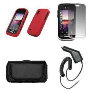 Samsung Solstice A887 Premium Black Leather Carrying Pouch+ Red Soft 