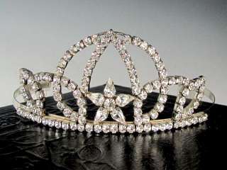 Vintage RHINESTONE TIARA Star Crown Wedding Hair Accessory  