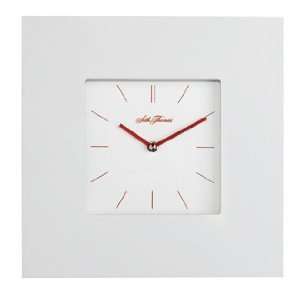 Seth Thomas White Square Wall Clock with Red Hand and Numbers  