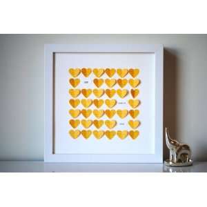  personalized shadow box heart frame   yellow hearts