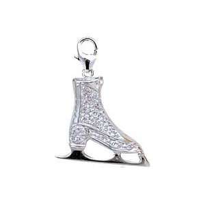  Ice Skate, 14K White Gold Diamond Charm Jewelry