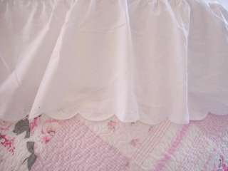 SHABBY WHITE BED SKIRT COTTAGE CHIC TWIN BEDSKIRT  