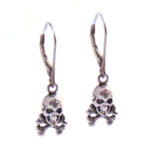  Sterling Silver Small Skull Earrings with Leverbacks Runs 