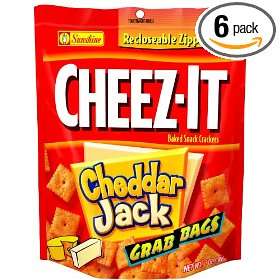 Cheez It Baked Snack Crackers, Cheddar Jack, 7 Ounce Grab Bags (Pack 