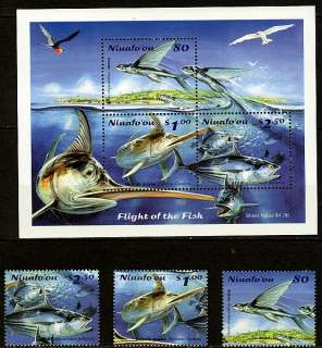 Niuafoou Tonga  B165 Fishes Block plus 3 values MNH  