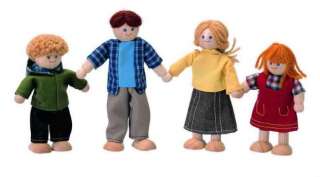Plan Toys 4 Pc White Dollhouse DOLL FAMILY 7415 Wooden Flexible People 