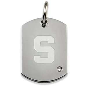   4in Michigan State Stainless Steel Pendant with Diamond Jewelry