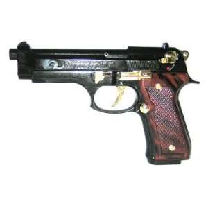    F92 Black/Gold Blank Firing Starter Pistol 9mm Toys & Games