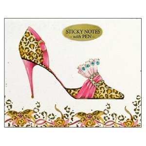  Pictura Sticky Notes w/Pen Head Heels Leopard Pink Arts 