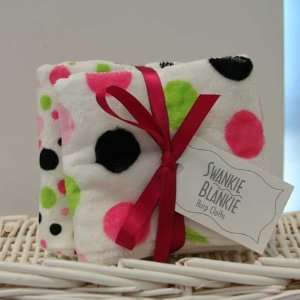  Hot Pink/black Minky Polka Dot Burp Cloth Set Baby