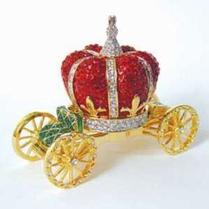   24k Gold Plated Swarovski Crystal Royal Carriage Trinket Box Jewelry