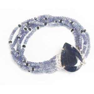  Good Looking Natural Tanzanite & Sapphire Beaded Bracelet 