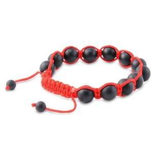  Matte Onyx & Red String Shamballa Bracelet 10MM Jewelry