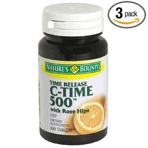 Natures Bounty Vitamin C Time 500 with Rose Hips, USP, Time Release 