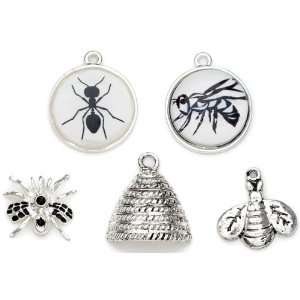  Blue Moon Tokens Metal Charms, 5/Pkg, Silver Insect Arts 